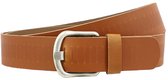 Landley Leren Geperforeerde Sleufjes Riem - Dames en Heren - Breedte 4 cm - Unisex Ceintuur - Echt Leer - Cognac - Lengte totaal 105 cm / Riemmaat 85