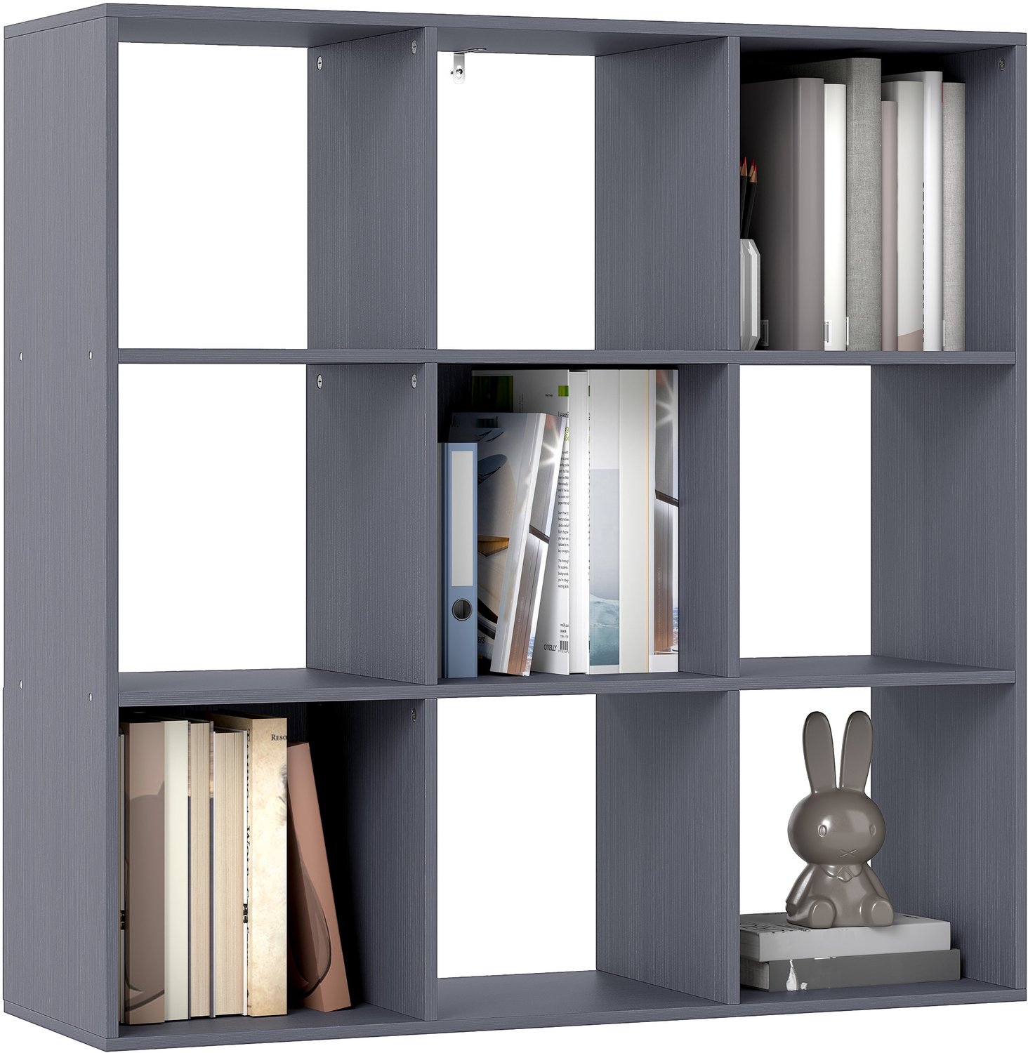Lunpog Boekenkast - met 9 planken - open kubusplanken - afmetingen: 91 x 29,5 x 91 cm - grijs