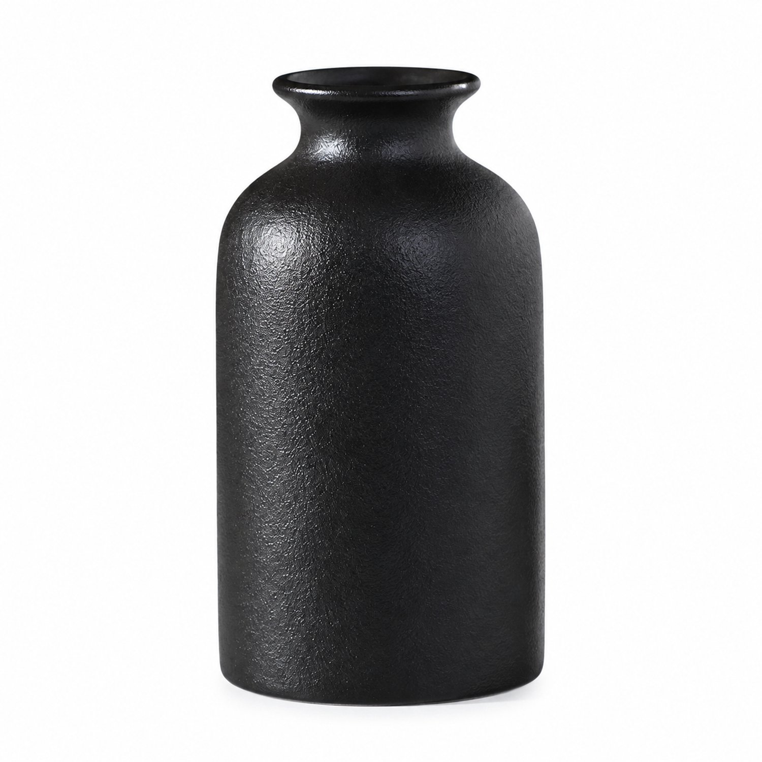 SWGOTA Zwarte keramische vaas, 14 cm hoog, diameter 8 cm, opening 4 cm, smalle hals, voor kunstbloemen