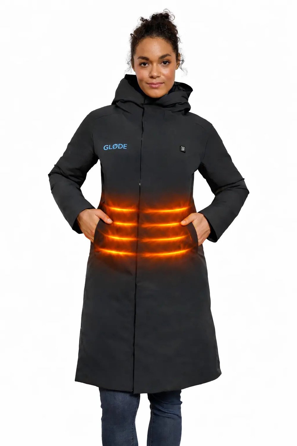 Gløde Pølar Verwarmde Dames Parkajas – – Warmste Winterjas met 6 Zones Zwart