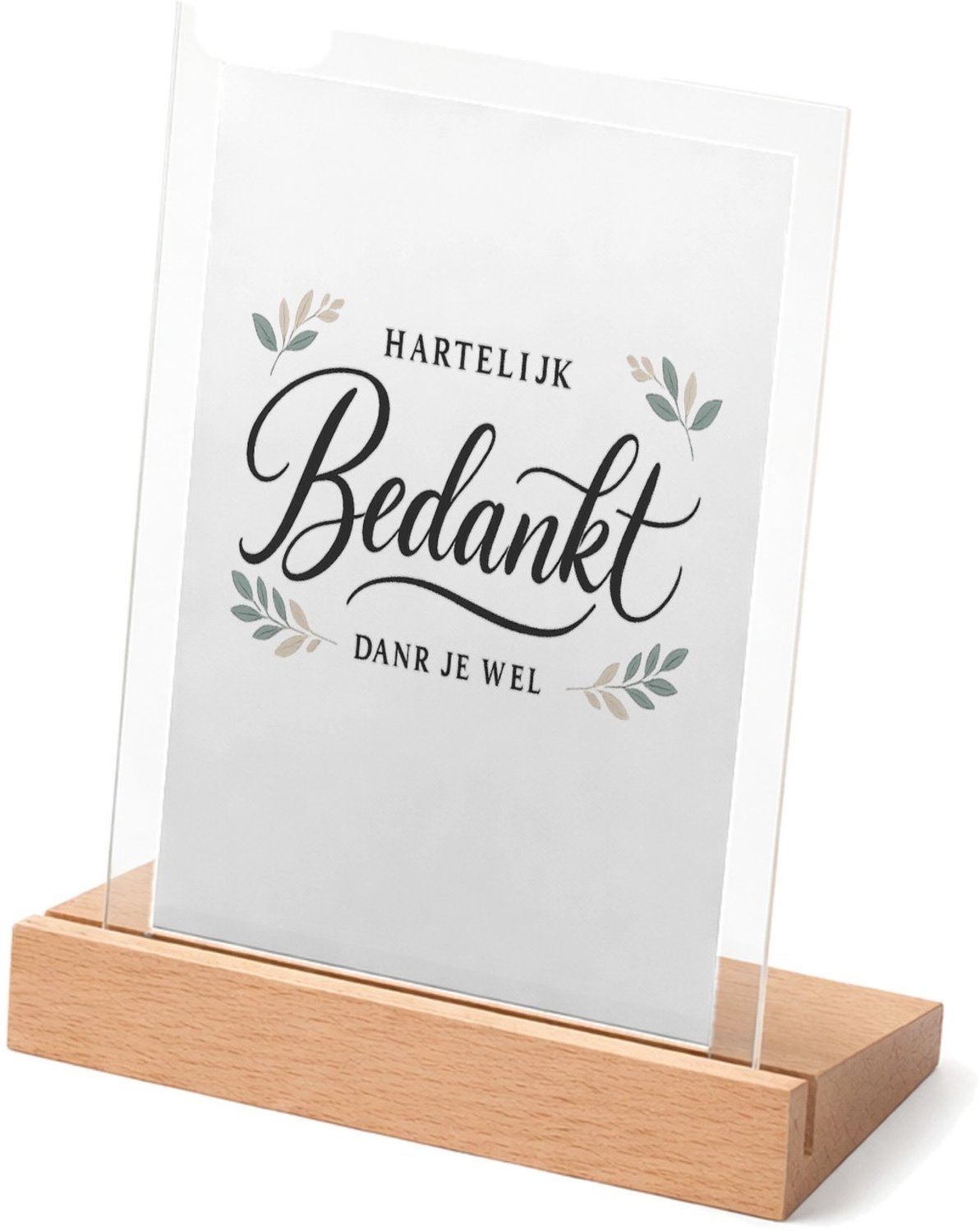 Mr Cadeautjes Glasframe met vaste tekst - design Een krachtige waarderingsposter met botanische omlijsting ro | cadeau Wit