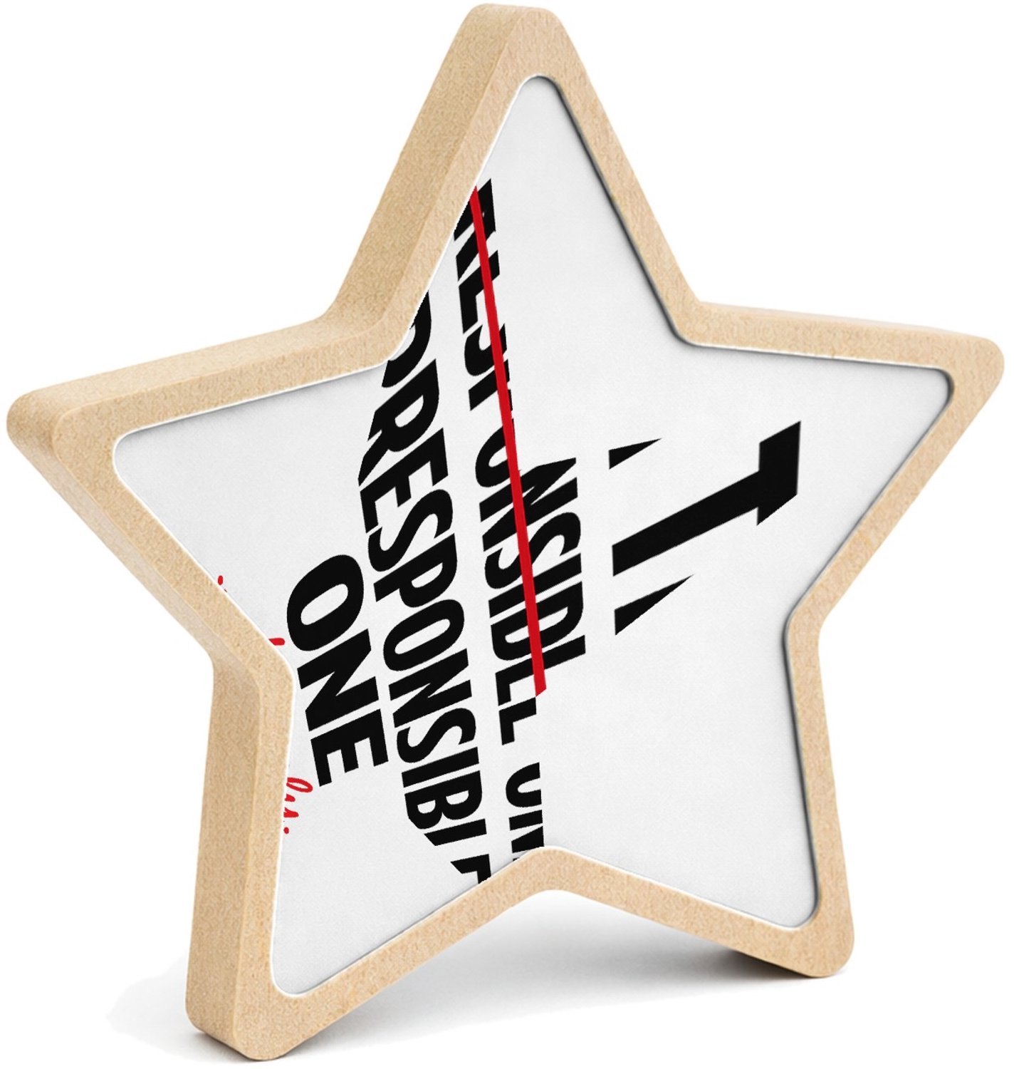 Mr Cadeautjes MDF fotolijst ster 14 x 13,5 - design Een krachtige typografische grap met een doorgestreepte verw | cadeau Wit