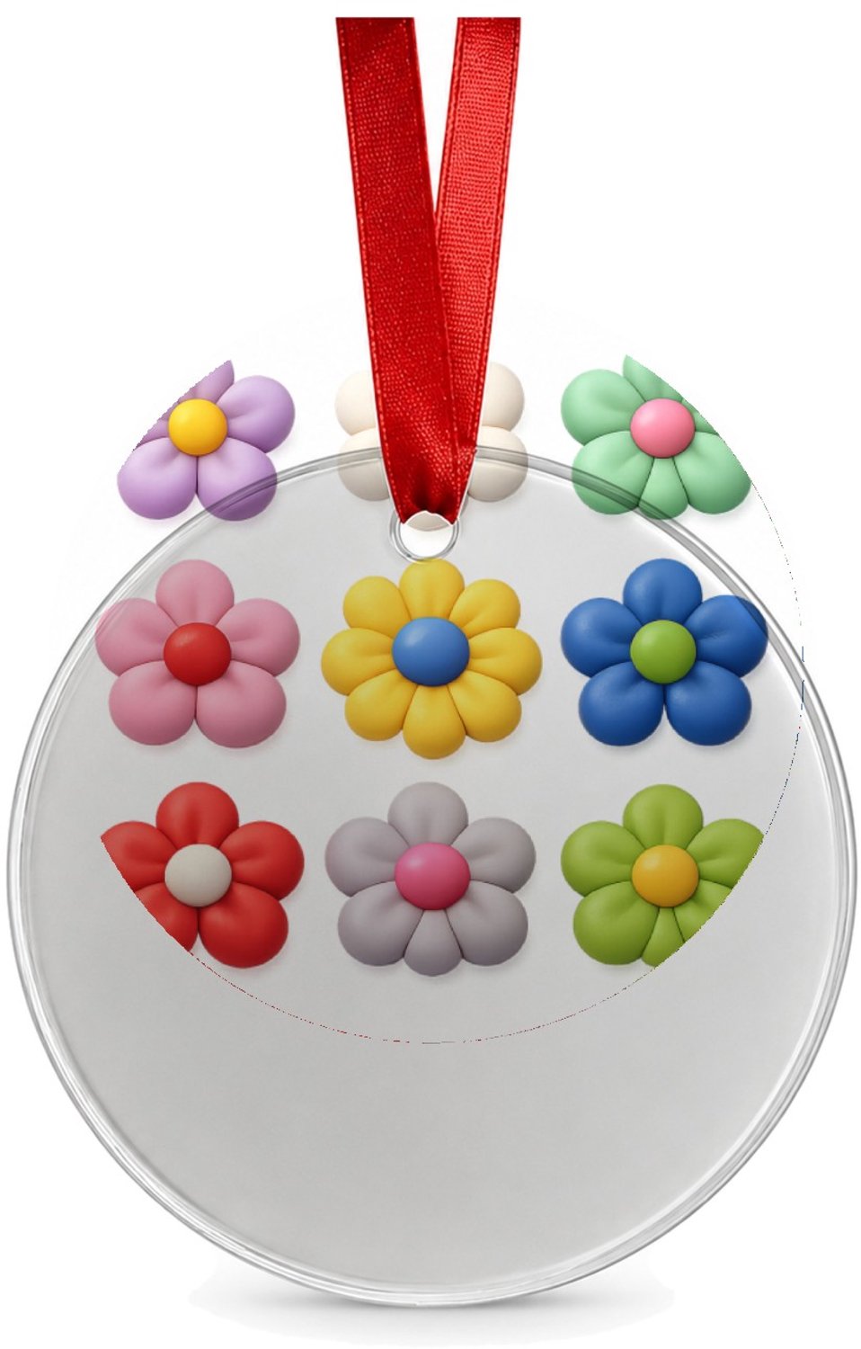 Mr Cadeautjes Glazen cirkel Ø 8,9 cm - design Een reeks speelse fruitvormen met verschillende texturen, ne | cadeau Wit
