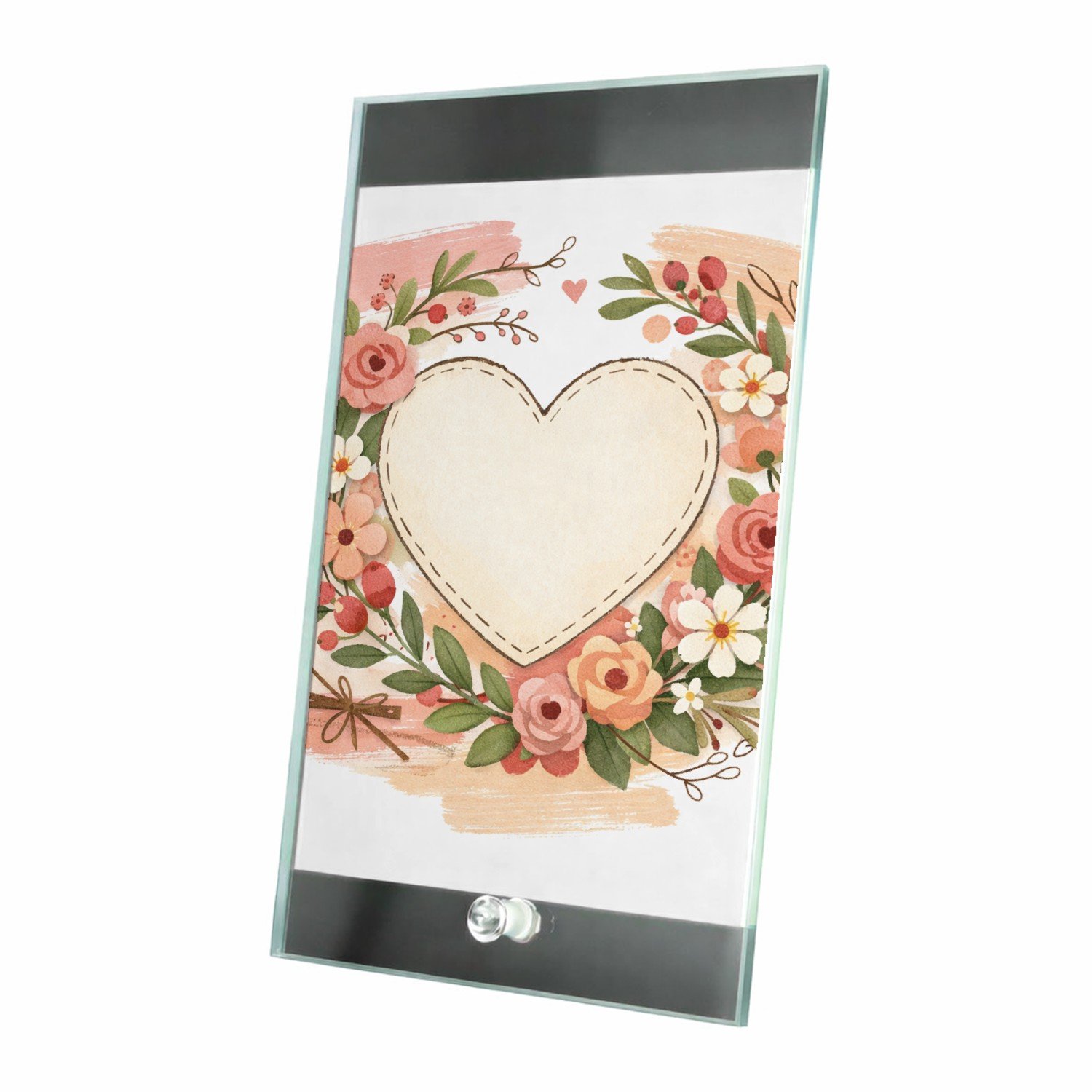 Mr Cadeautjes Glasframe 15 x 23 - design Een romantische bloemenkaart met een zachte seizoenssfeer en | cadeau Wit