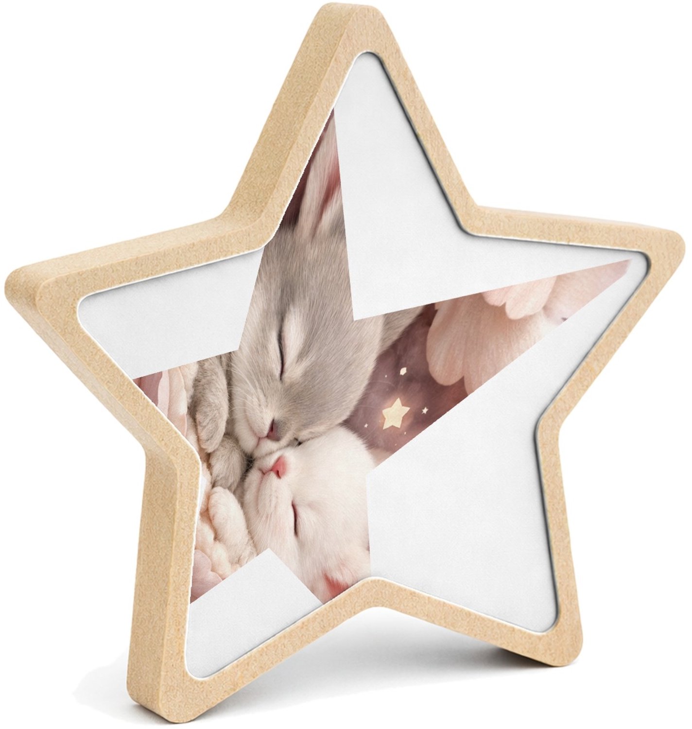 Mr Cadeautjes MDF fotolijst ster 14 x 13,5 - design Een sprookjesachtige close-up met een dierlijk hoofdonderwer | cadeau Wit