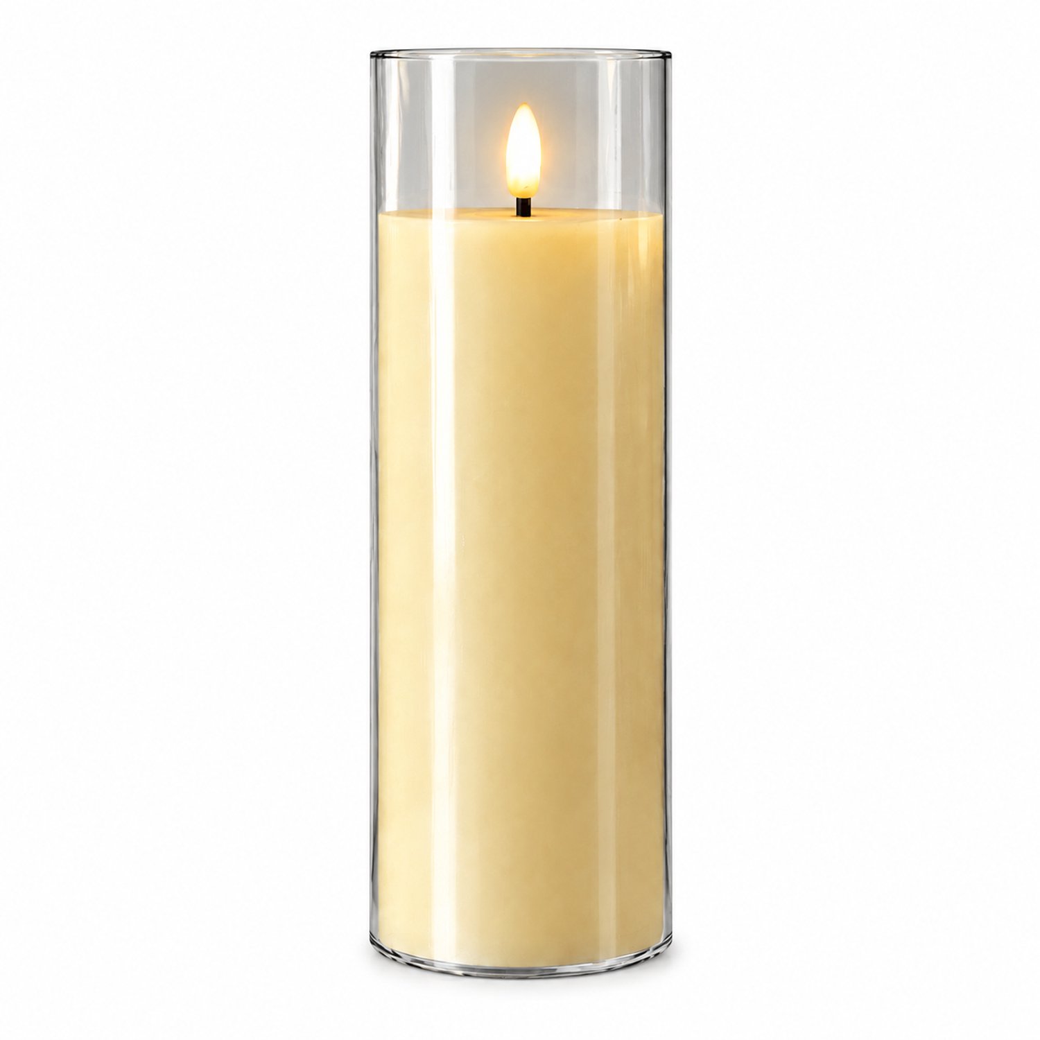 SWGOTA led kaarsen - cilindrische kaarslamp, diameter 7,8 cm en hoogte 22,5 cm, vlakke rand, warm licht, op batterijen, zonder batterijen Crème