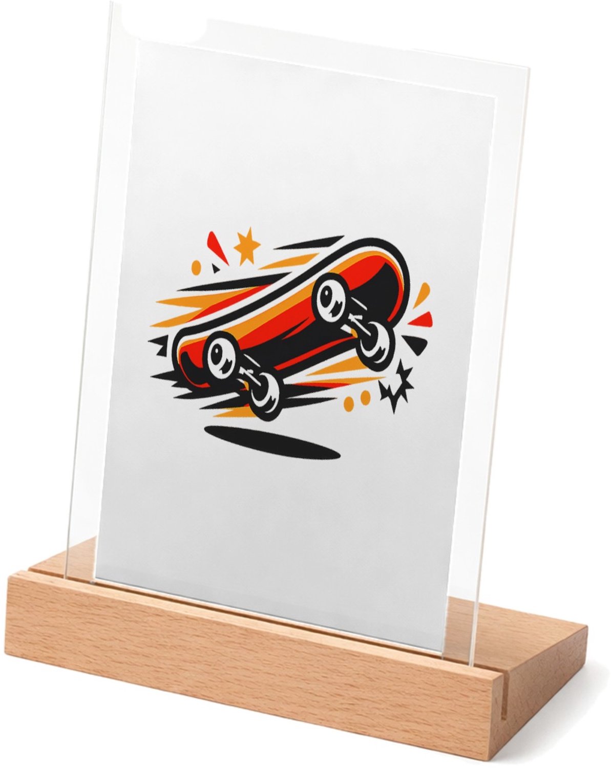 Mr Cadeautjes Glasframe met vaste tekst - design Een compacte naamprint met een energiek icoon dat snelheid u | cadeau Wit