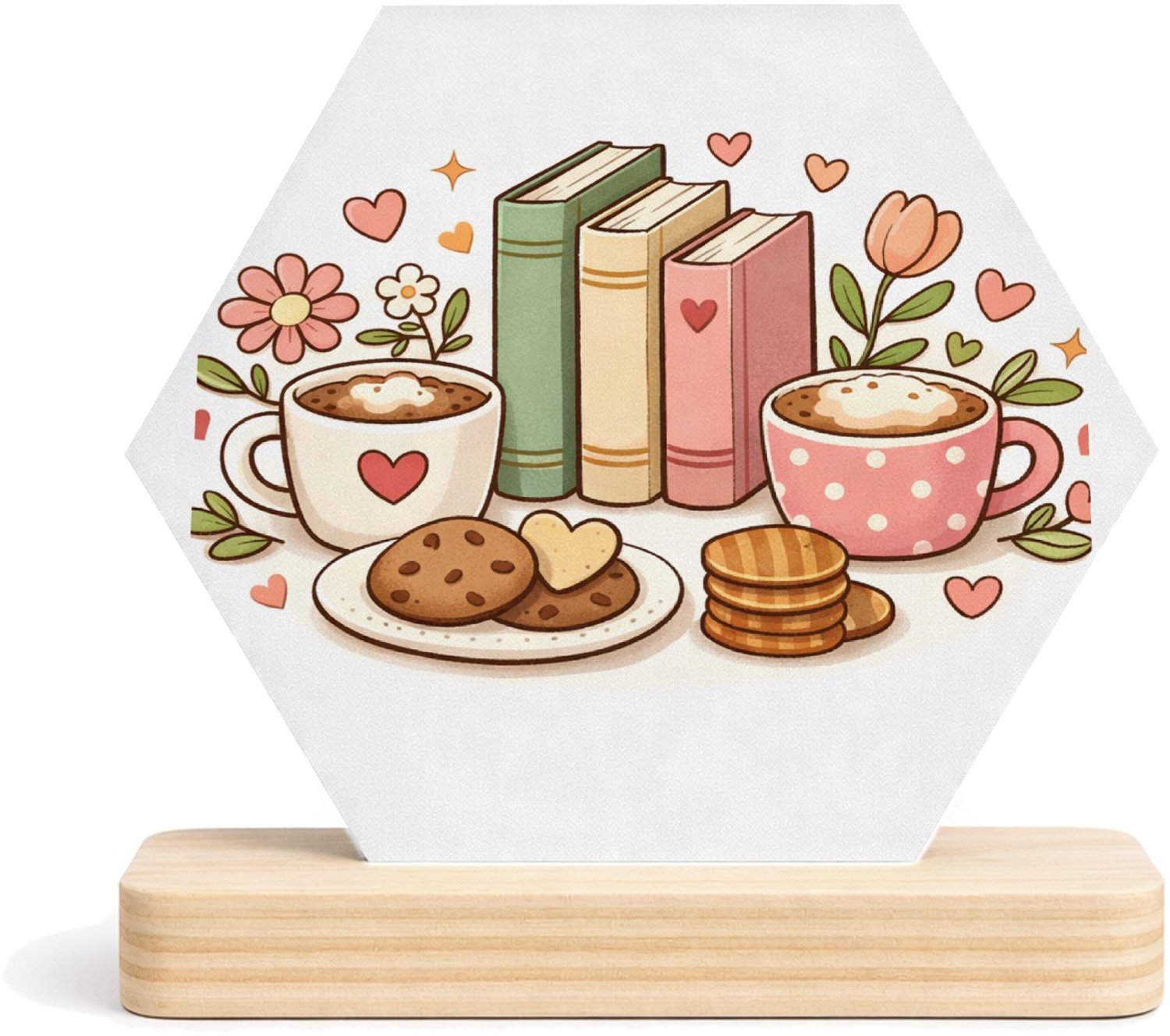 Mr Cadeautjes MDF fotolijst/inleg hexagon 14 x 13 - design Een lieve, afgeronde centrische illustratie met een verzamel | cadeau Wit