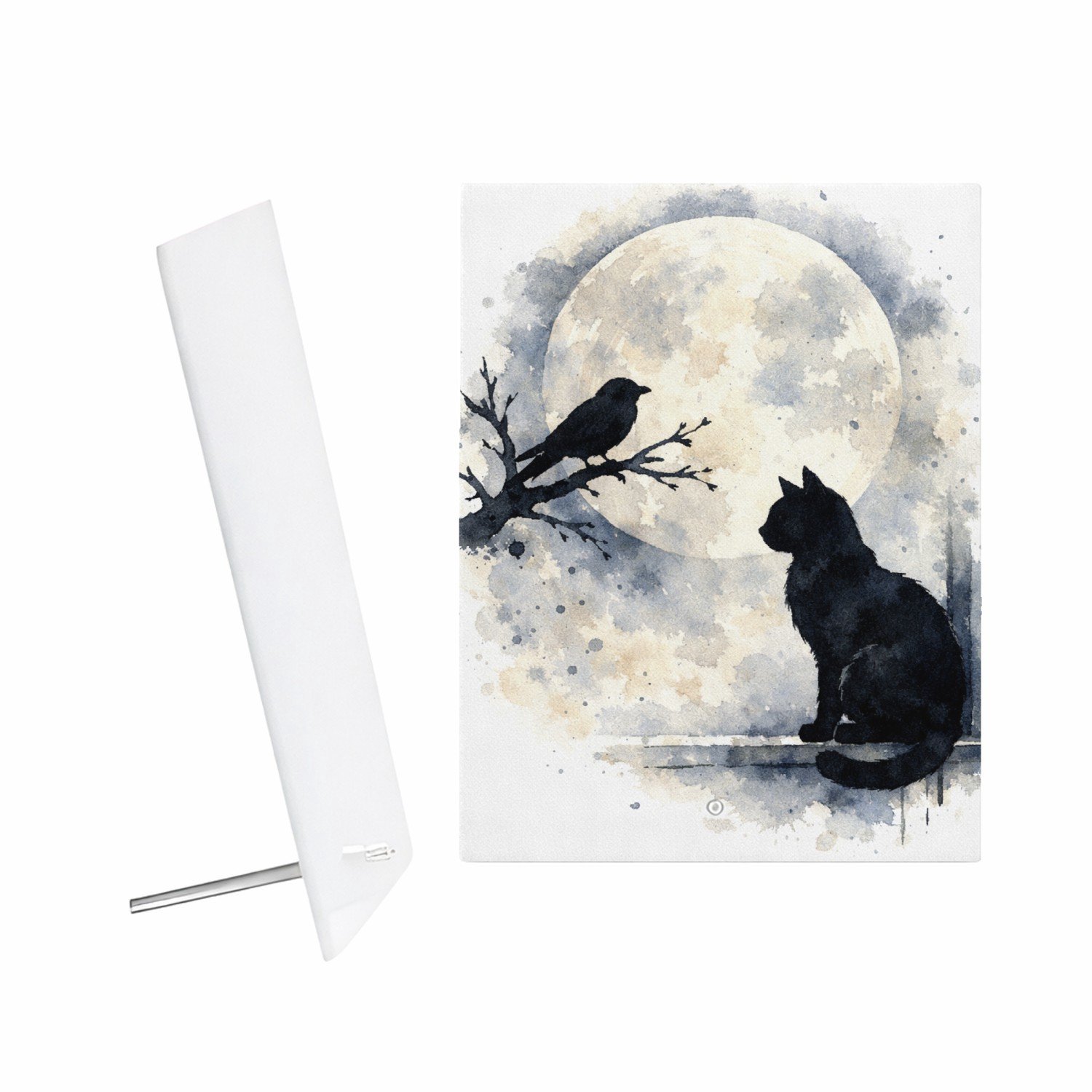 Mr Cadeautjes Glazen fotopaneel Een donker, elegant natuurbeeld met een andere hoofdvorm en - 15 x 20 cm, staand - glas, decoratie, wanddecoratie | cadeau Wit