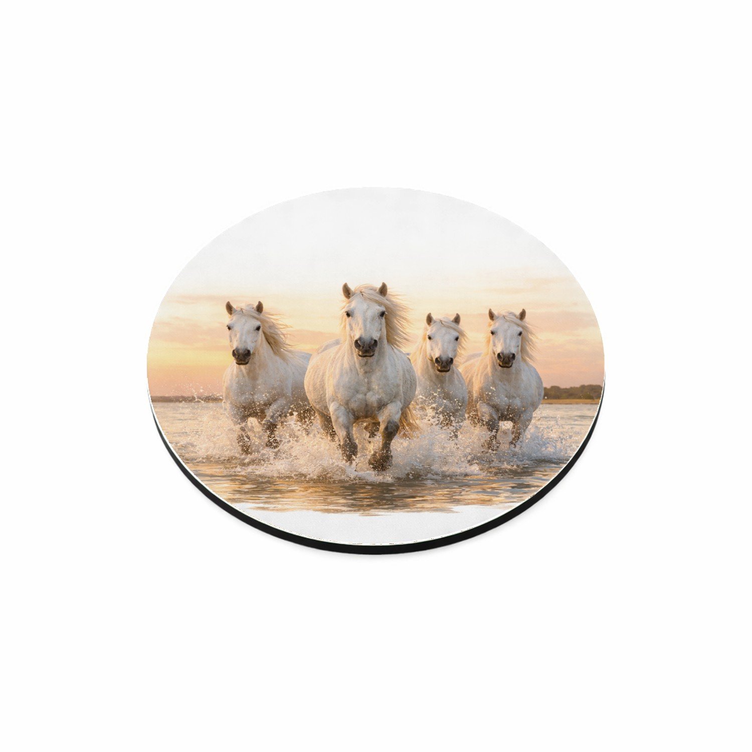 Mr Cadeautjes MDF magnetische fotolijst rond Ø 9,5 - design Een dynamische natuurscène met een enkele centrale hoofdfigu | cadeau Wit