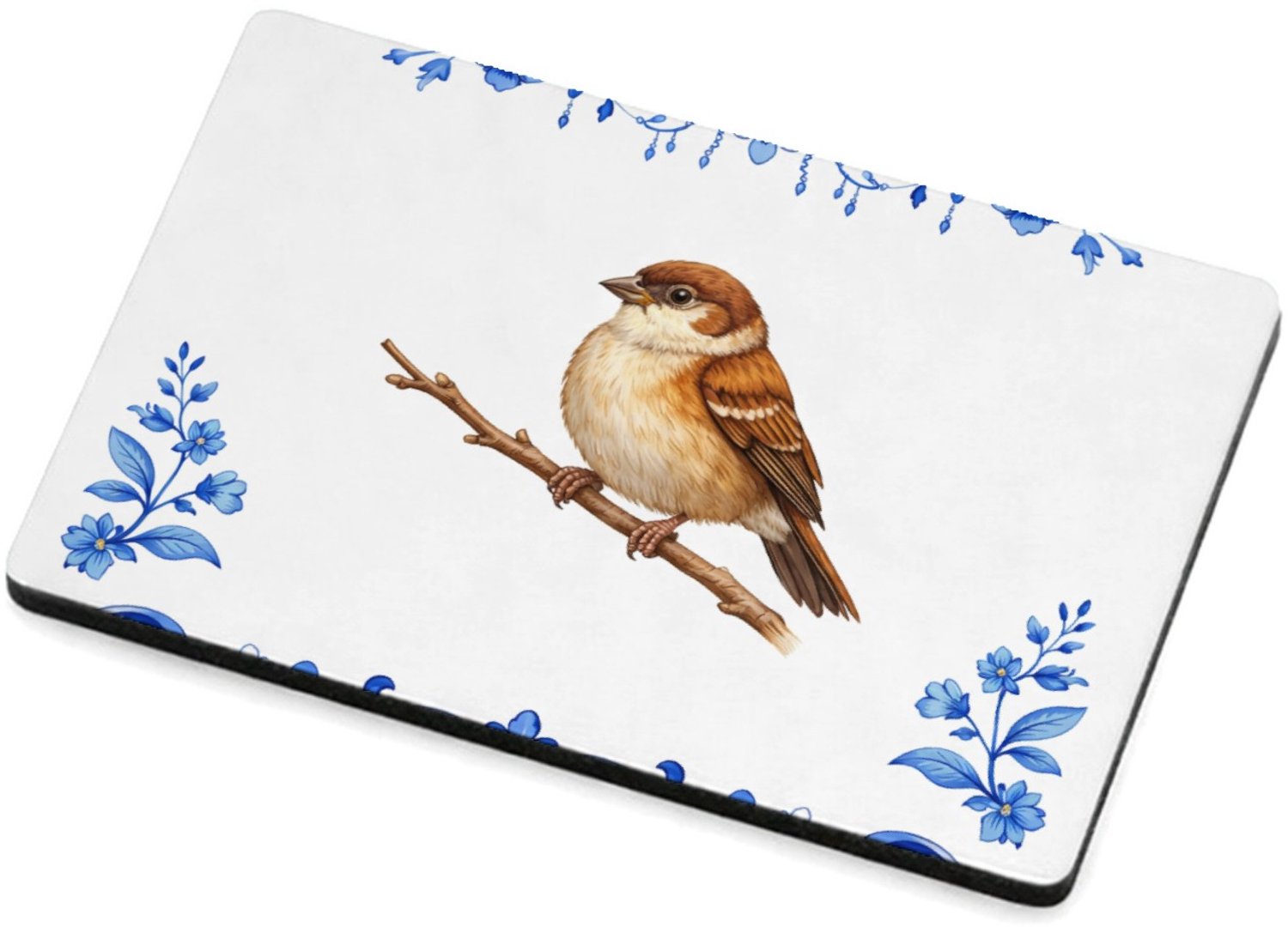 Mr Cadeautjes MDF magnetische fotolijst 7,5 x 5 - design Een sierlijke vlinder centraal op een zachte botanische rand | cadeau Wit