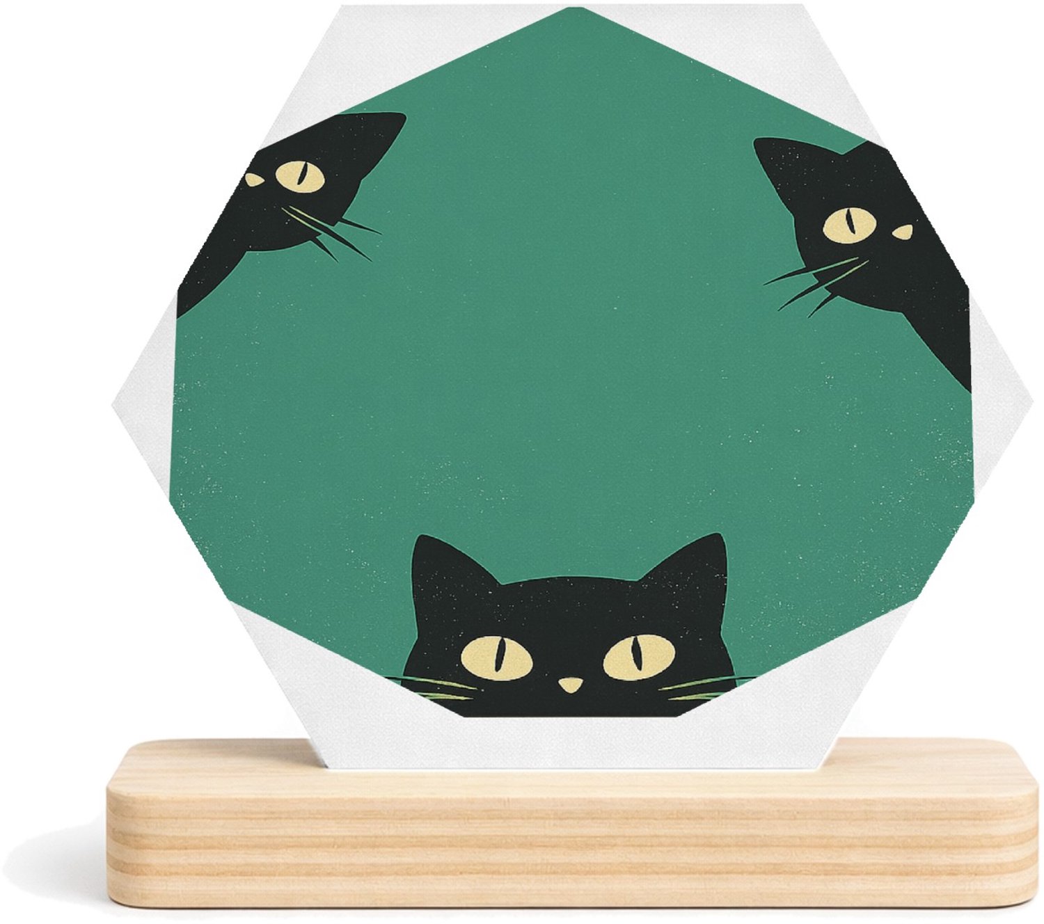 Mr Cadeautjes MDF fotolijst/inleg hexagon 14 x 13 - design Drie speelse huisdier-silhouetten die vanuit de randen naar | cadeau Wit