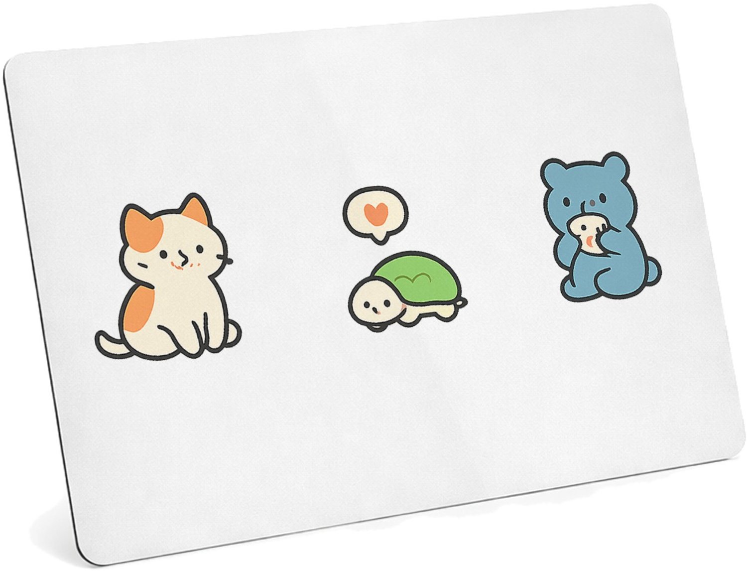 Mr Cadeautjes MDF magnetische fotolijst 28 x 19 - design Een rustige, speelse dierenrij met een kleine snack- of eetk | cadeau Wit