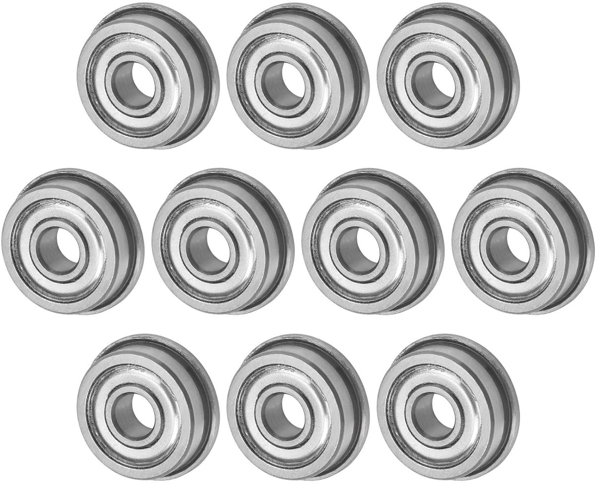 10 stuks F604ZZ flenskogellagers 4 x 12 x 4 mm dubbel metalen afgedicht chroomstaal (GCr15) flens groefkogellagers voor kruiwagens/printers/faxapparaten/elektrisch gereedschap