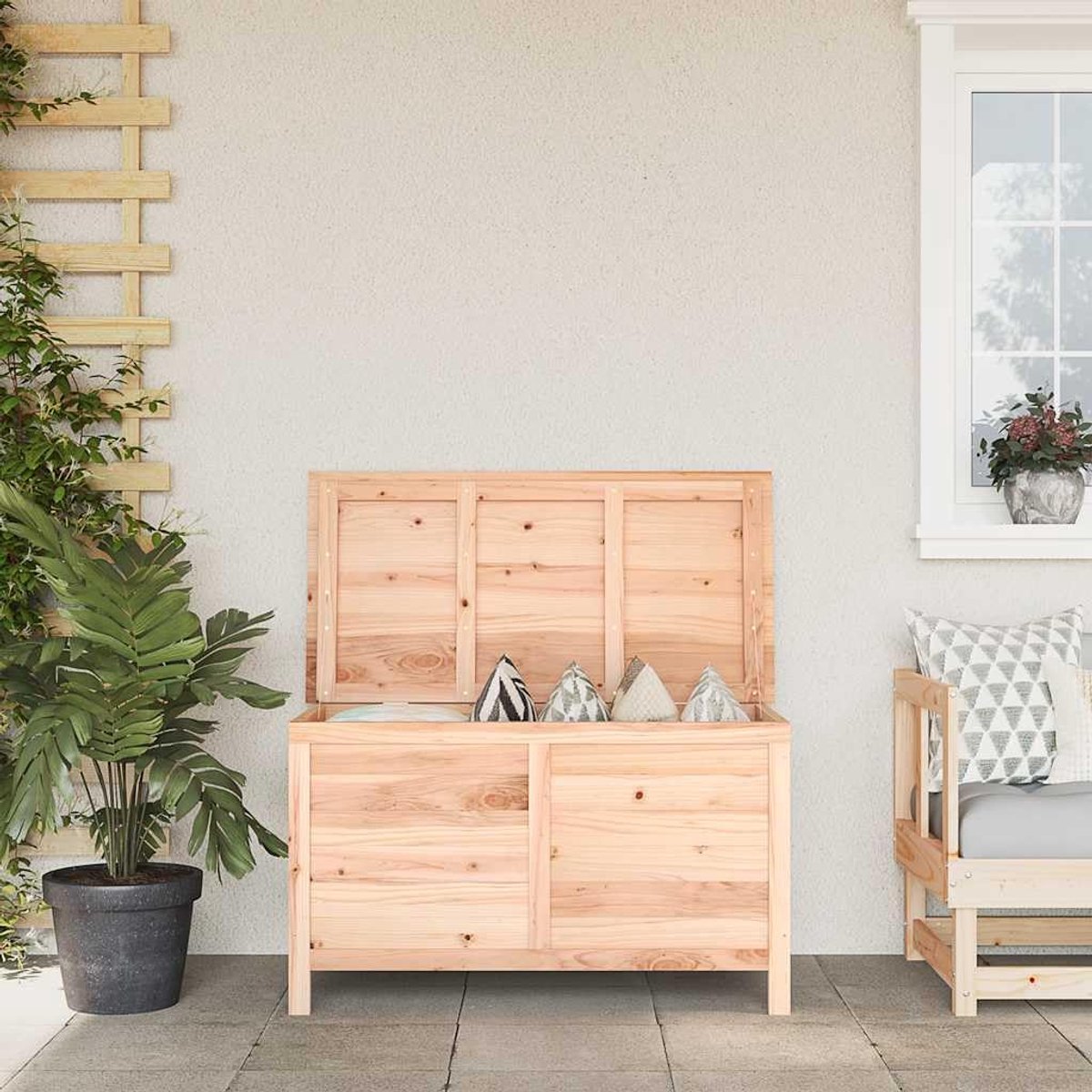 Kussenbox voor buiten, 99 x 50 x 56,5 cm, massief dennenhout