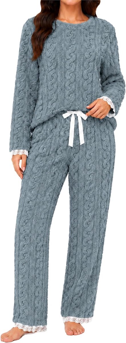 Pyjama sets fleece 2 stuks pullover broek sets nachtkleding