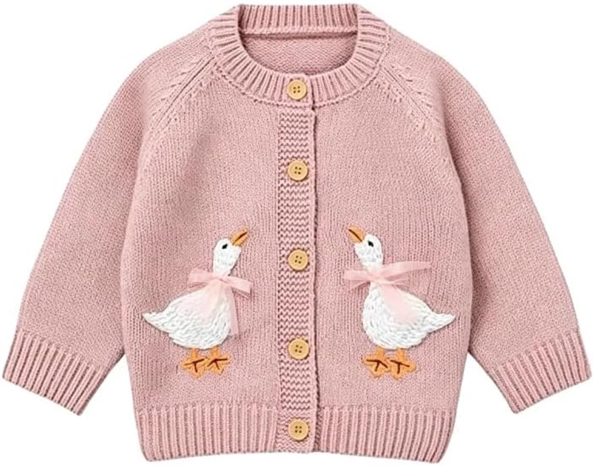 Meisjes Cardigan Vest – Zachte Babytrui met Lange Mouwen voor Herfst, Winter en Lente, Schattig Warm Peutervest voor Dagelijks Gebruik en Speciale Gelegenheden