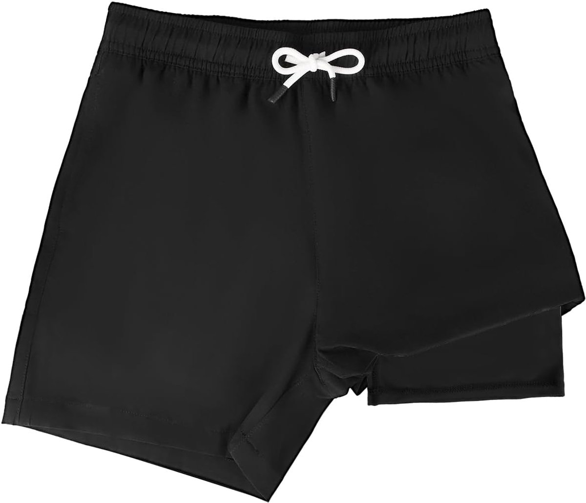 Zwembroek voor jongens, 2-in-1 zwemshorts voor jongens, met compressie en verstelbaar trekkoord, zwembroek voor jongens van 5-14 jaar