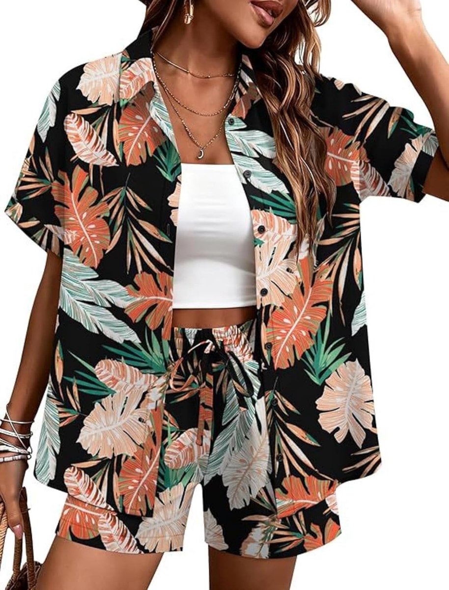 Zomerset voor dames, pareo met bloemenprint, strandset voor de zomer