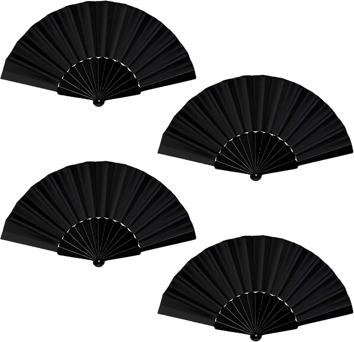 4 stuks handwaaiers, decoratie, vouwwaaiers, zwart, opvouwbare waaiers, Chinese waaiers, zwart, voor zomer, bruiloft, feest, uitvoering, dansdecoratie