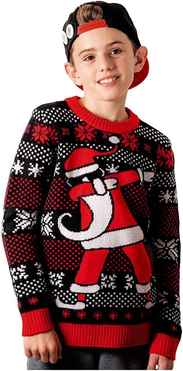 Kersttrui voor kinderen, gebreide trui Dab Ugly Christmas sweater voor kinderen