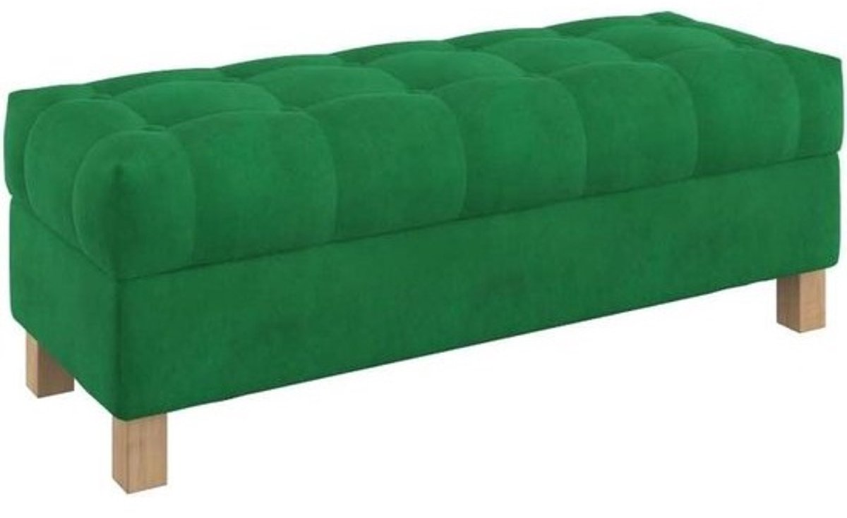 Opbergbank Gestoffeerd - Voetenbank Zitbank - Meubilair Slaapkamer - Knooptufting Design - 120 cm breed - Groen