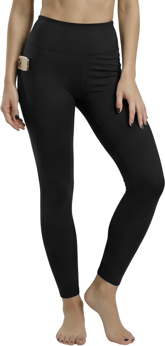 Dames hoge taille met zakken - 7/8 yogabroek dames ondoorzichtig - sportbroek dames lange compressiebroek voor gym workout
