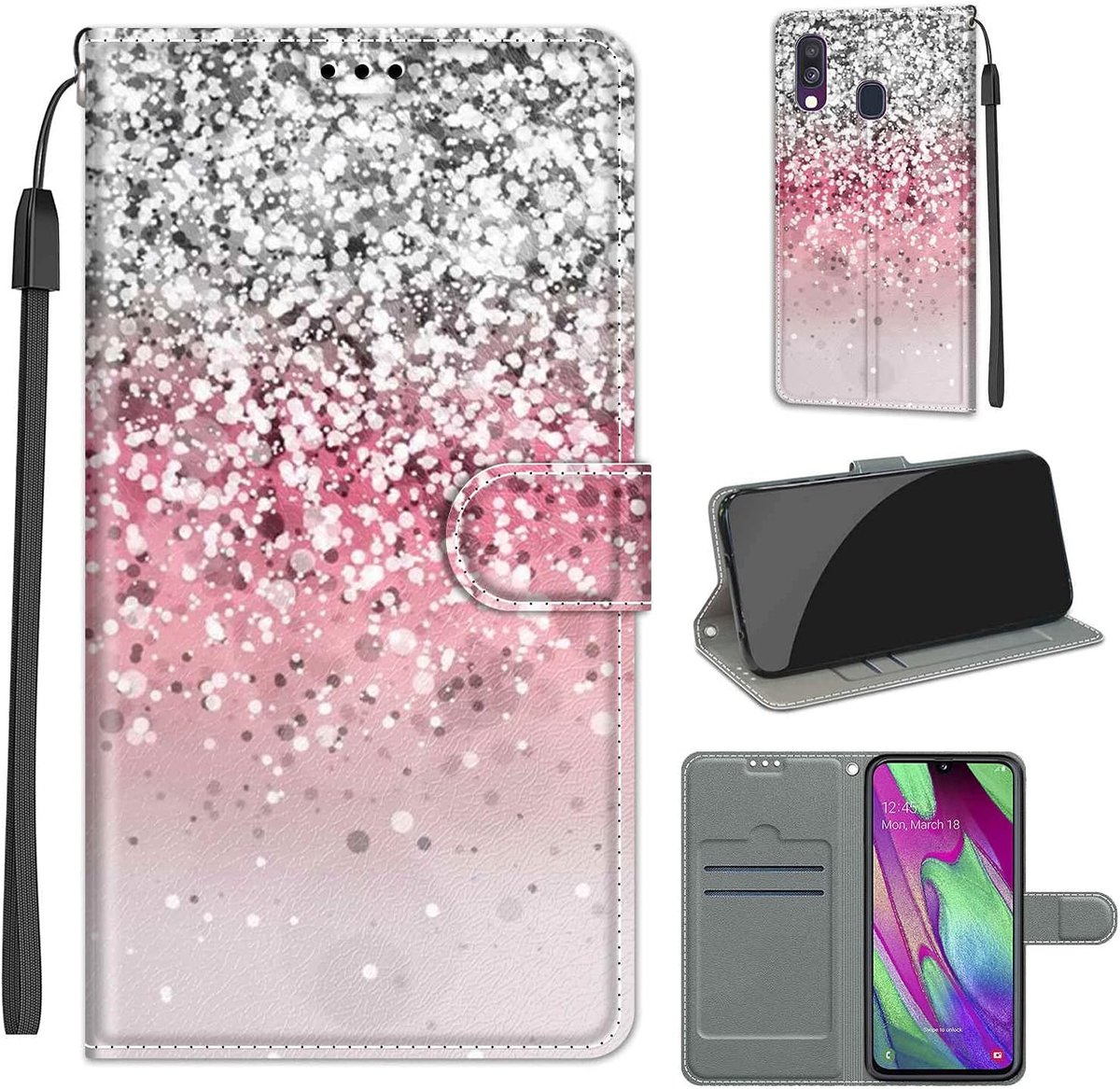 Hoes voor Samsung Galaxy A40, zilveren roze