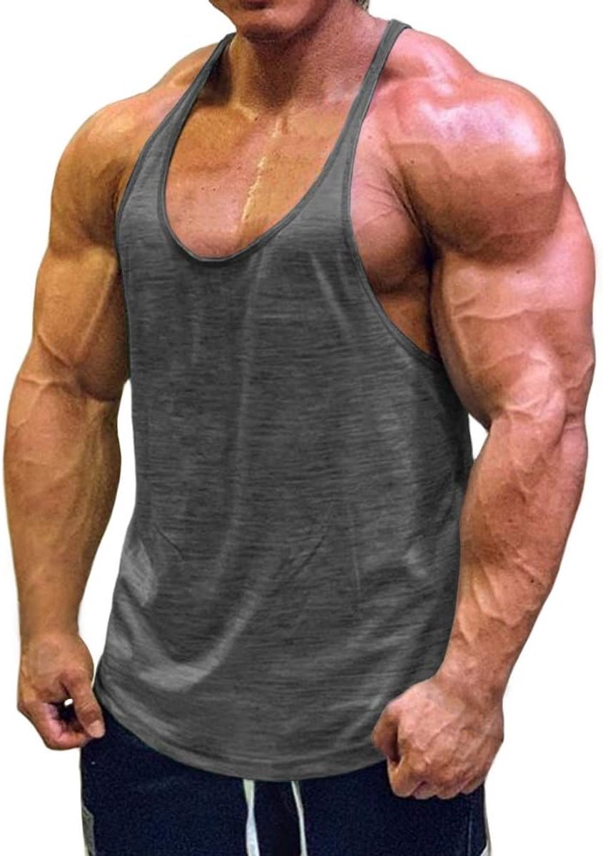 Cmdr Stringer, tanktop voor heren, Y-vormige rug, bodybuilding, sportschool, fitness, verpakking van 1 of 3 T-shirts
