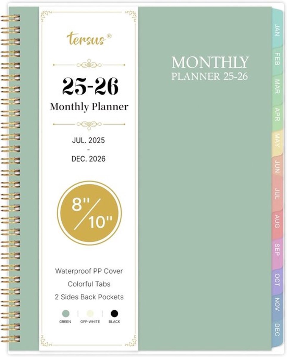 Maandplanner 2025 - 12 Maanden Kalender met Tabbladen en Transparante Omslag