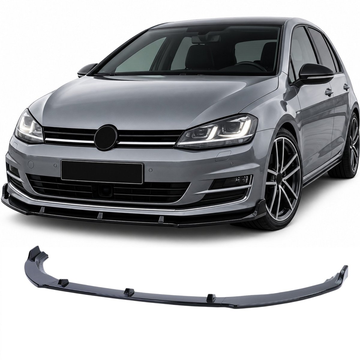 Voorspoilerlip Geschikt voor VW Golf 7 5G 2012-2021 Sedan Variant – Hoogglans Zwart