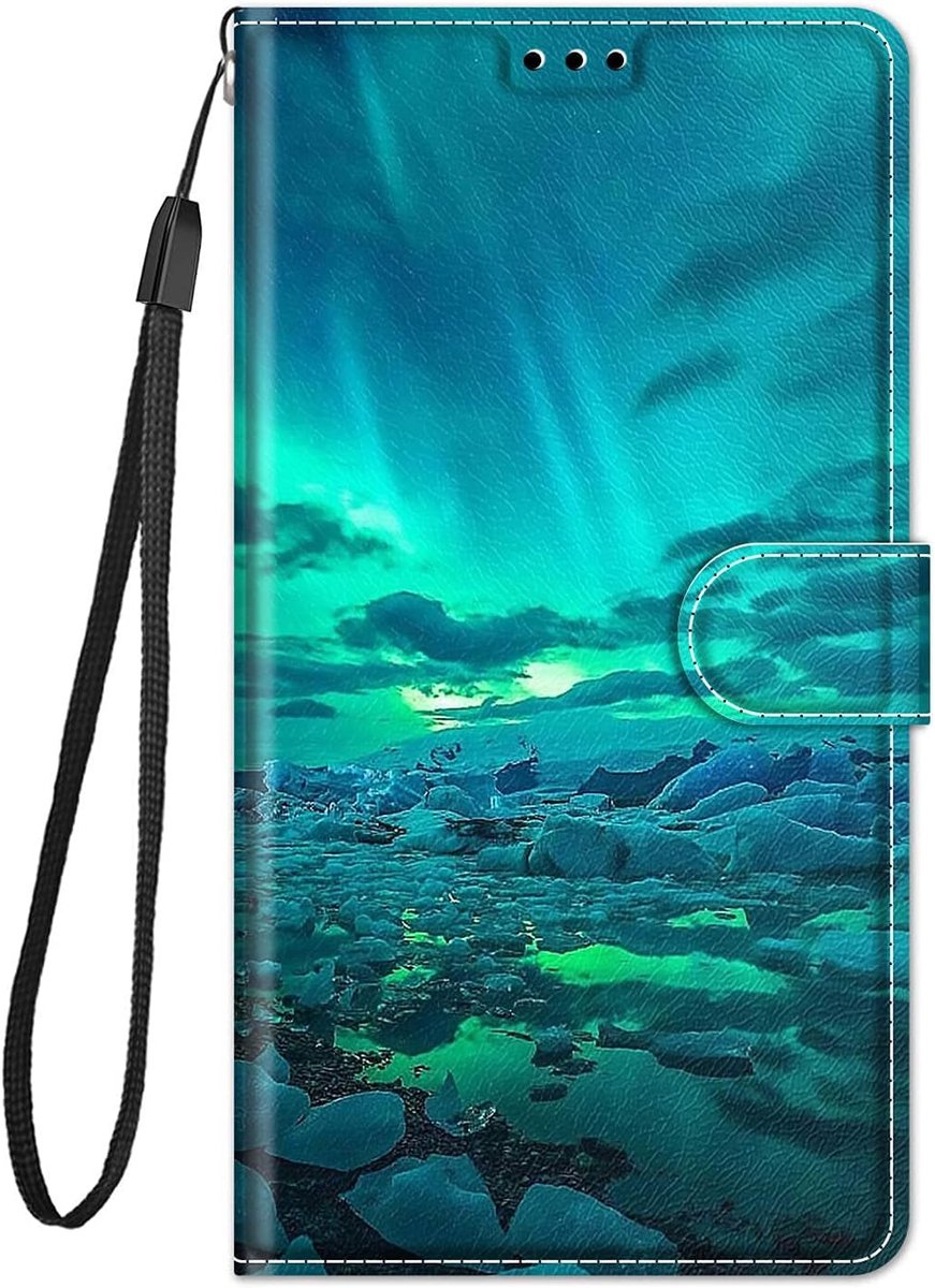 Telefoonhoes voor Samsung Galaxy A56 5G, hoes met patroonmotief, leren hoes, inklapbaar, beschermhoes, 360 graden schokbestendige cover met kaartvak, klaphoes, flipcase - Licht