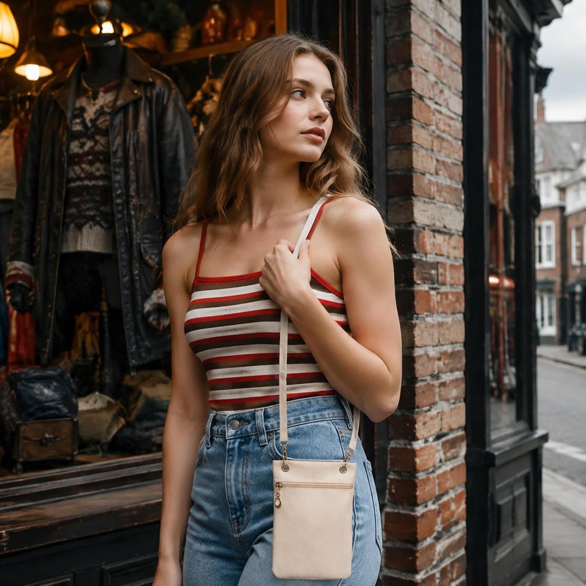 Mobiele telefoon om te hangen, PU lederen kleine mobiele telefoon schoudertas, mobiele telefoon schoudertas tas tas met afneembare schouderriem voor winkelen, wandelen