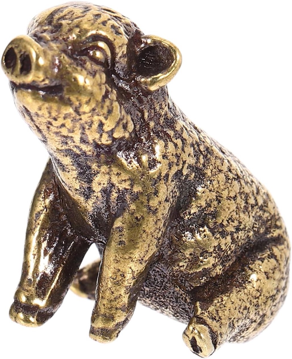 Miniatuur figuur ornament retro design piggy sculptuur tafeldecoratie geluksvarken voor kantoor woonkamer Feng Shui decoratie