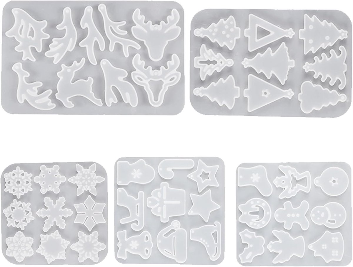 5 stuks epoxy hars kerst siliconen mallen hars mallen maken kit voor doe-het-zelf gepersonaliseerde handgemaakte sleutelhanger sieraden kerstambachten