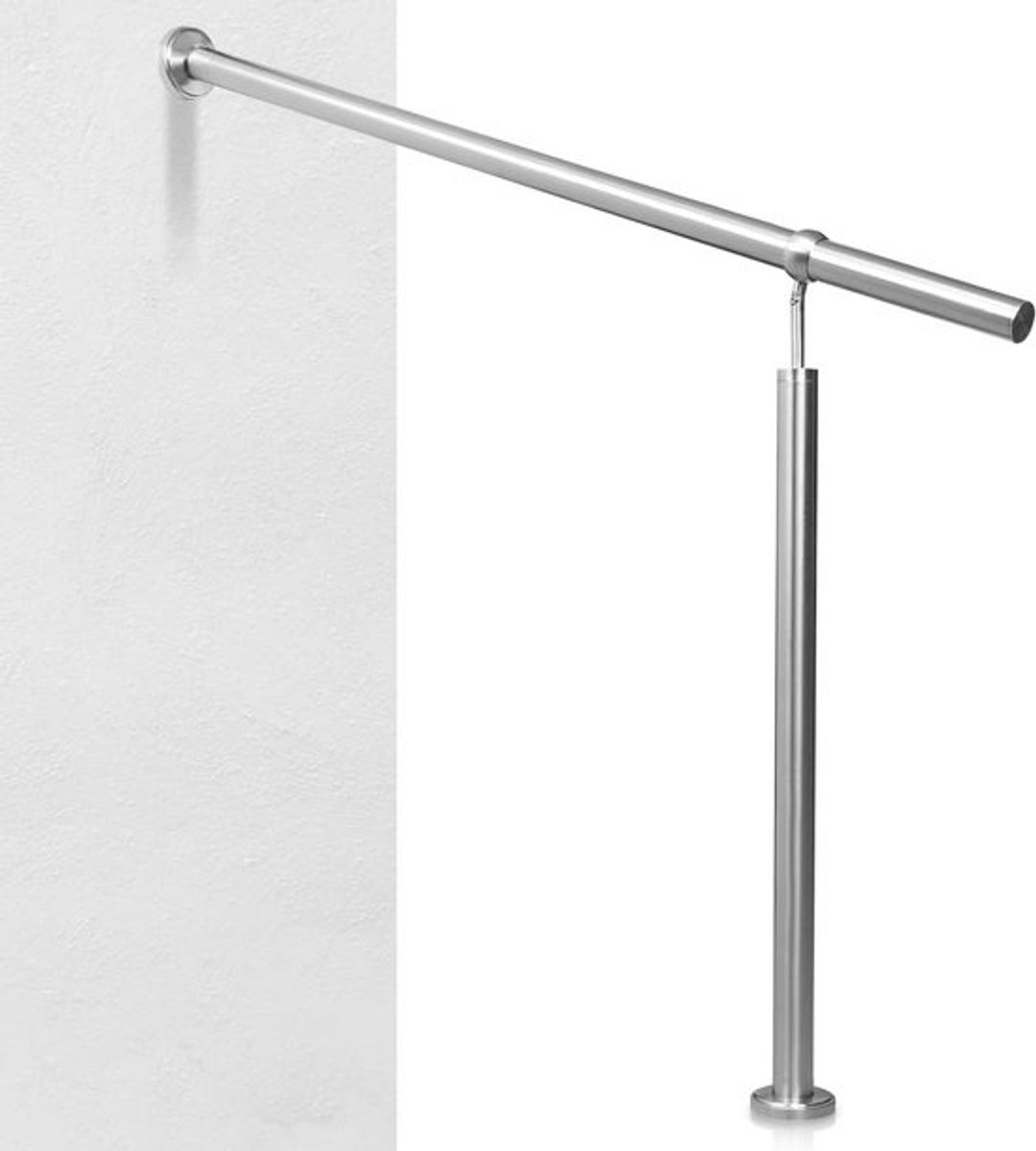 Roestvrijstalen leuning - Trapleuning wand - Veilige ondersteuning - Instelbare hoek - 100 cm - Zilver