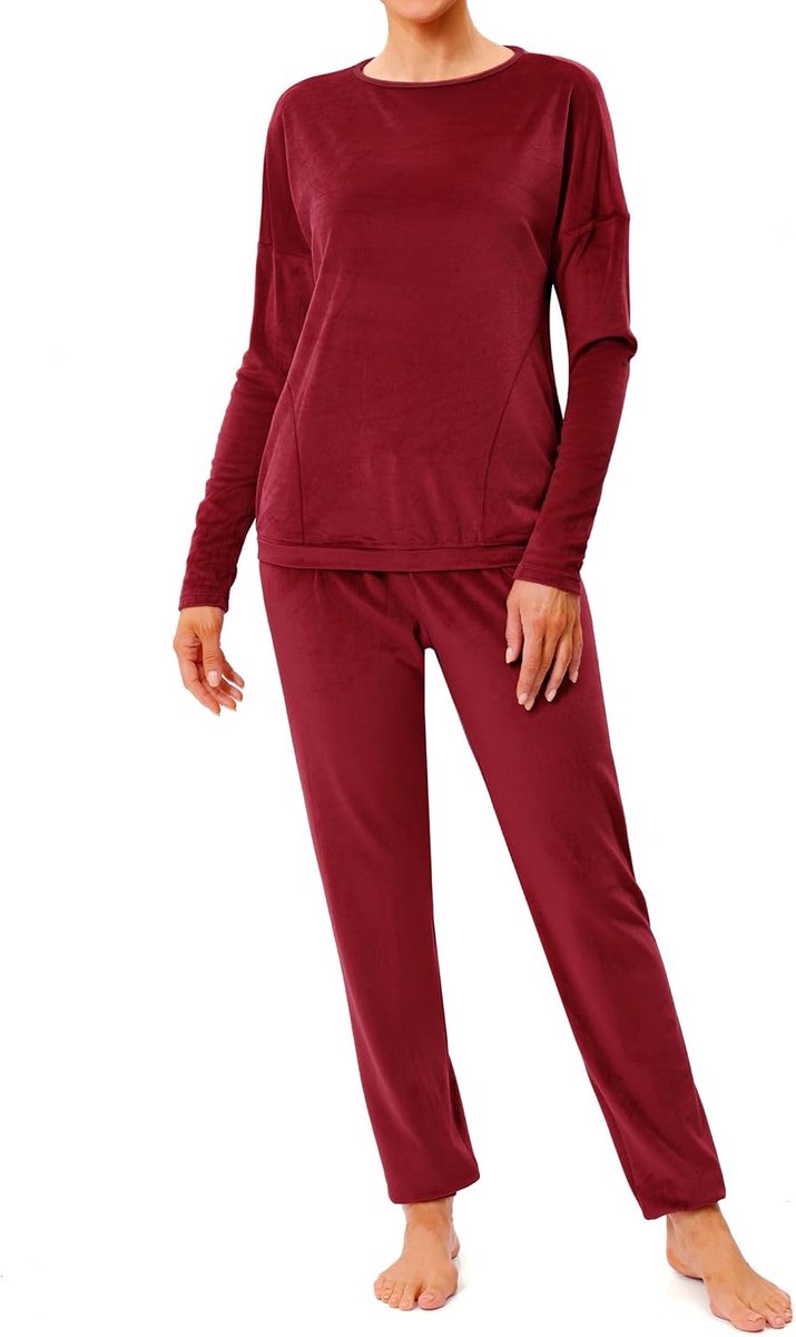 Winterpyjama, tweedelig, fluweel, loungewear, huispak, warm, herfst, winter, lange mouwen, ronde hals, bovendeel met zakken en broek, S-3XL