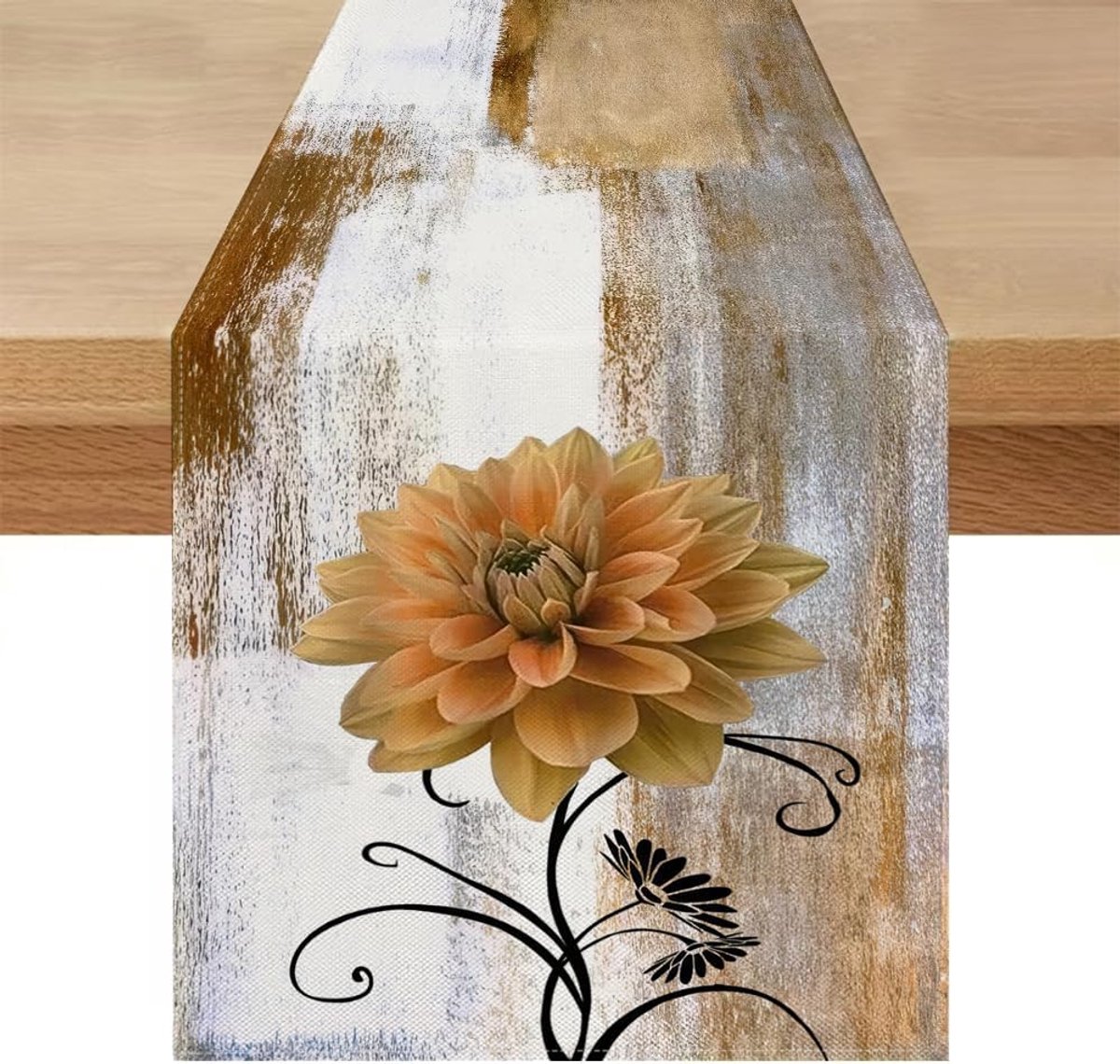 Tafelloper, modern, bruin, 40 x 140 cm, waterafstotend, outdoor, bloemen, tafelloper, lente, zomer, klaprozen, keuken, eettafel, decoratie voor salontafel, feestdagen, keukendecoratie