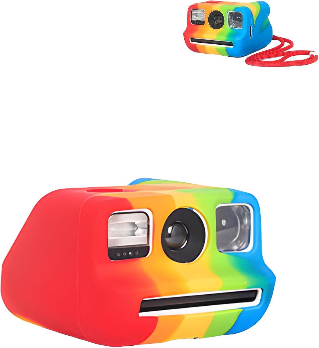 Beschermhoes voor Polaroid Go/Bundle Go Gen 2, siliconen hoes, compatibel met Polaroid Go/Go Gen 2 camera, zachte hoes, krasbestendig, valbestendig (regenboog)