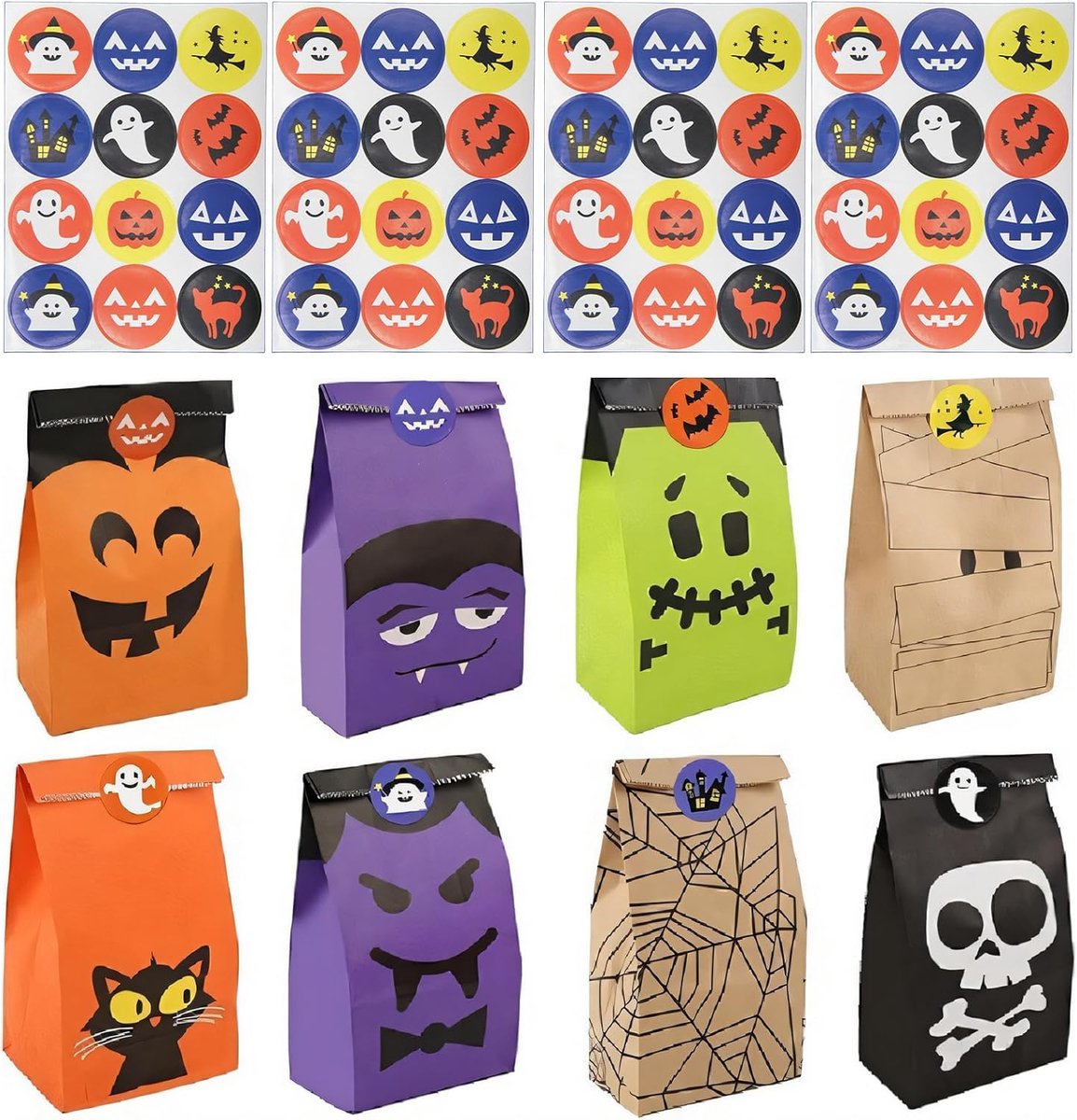 Zak met stickers, 40 stuks, papieren set en zak, feestaccessoires