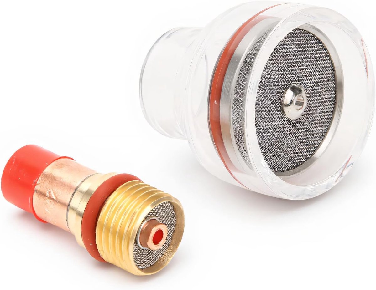 6-delige Gaslensset fupa gasdüse wig Tig-lasaccessoires, Gaslens Tig-set, Glazen Lasbeker, Koperen Spantanglichaam, Transparante Glazen Beker voor WP17 18 Équipement pour soudage TIG