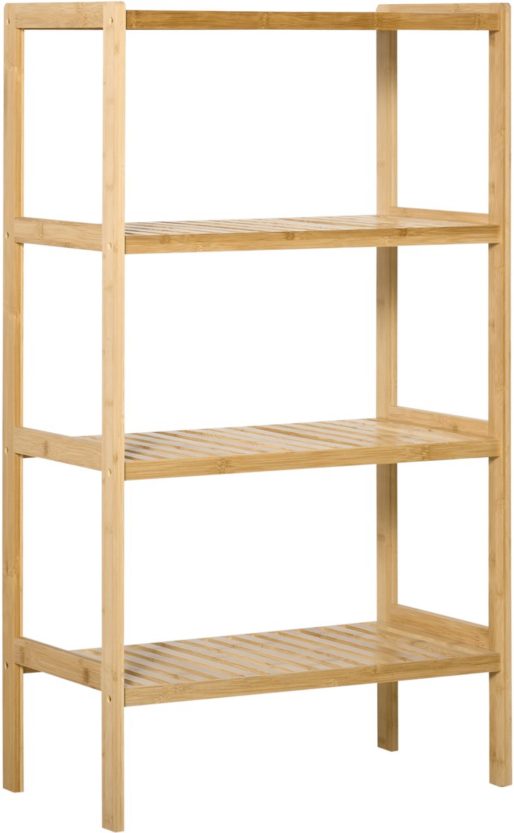 Opbergrek - 4-laags bamboerek - boekenkast voor woonkamer - slaapkamer en kantoor - 62 x 33 x 112 cm - naturel hout