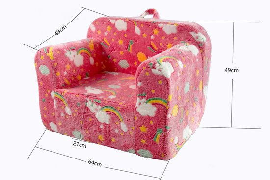 DESMIU Kinderfauteuil 64 Cm - Zacht Schuim Met Armleuningen En Afneembare Hoes - Kinderkamer En Speelkamer - Stof Roze — afbeelding 4