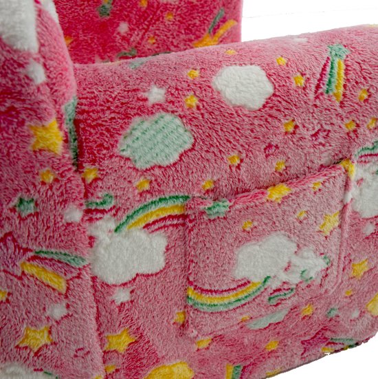 DESMIU Kinderfauteuil 64 Cm - Zacht Schuim Met Armleuningen En Afneembare Hoes - Kinderkamer En Speelkamer - Stof Roze — afbeelding 5