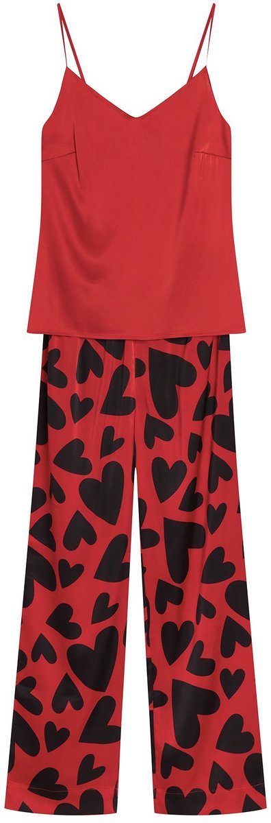 ESOTIQ Jenya - Damespyjama - Rood - Top met spaghettibandjes - Lange broek Rood;Zwart