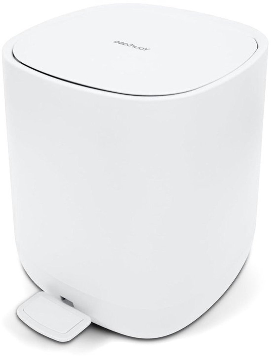 Afvalemmer (5 liter) voor de badkamer met softclose deksel en elegant design, geschikt voor badkamer, keuken of kantoor (wit)