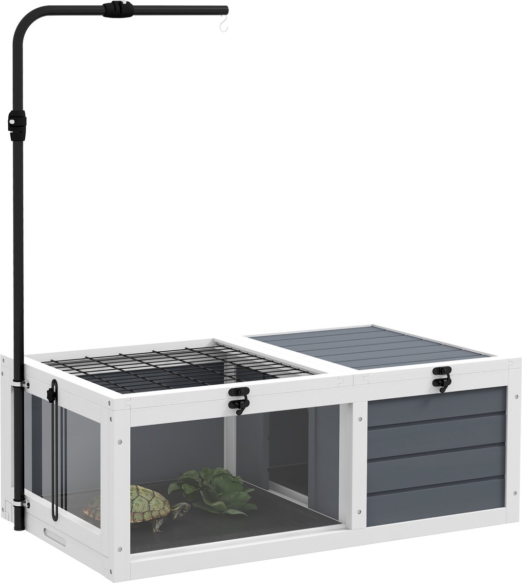 Schildpaddenverblijf Schildpaddenhuis Terrarium Gemaakt van Hout 81x48x31,5cm - Grijs