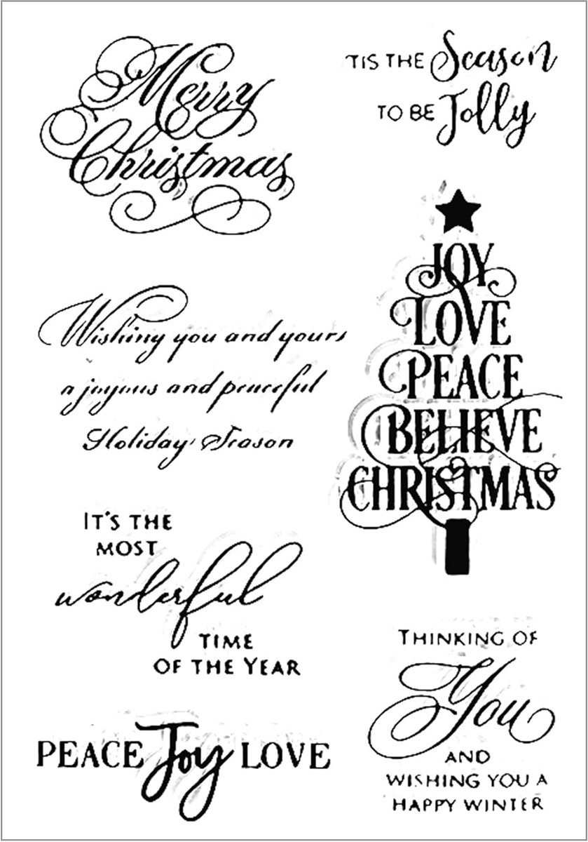 Kerstfeest Zegening Woorden Heldere Stempels voor Kaarten Maken Decoratie of Journaling,Kerstboom Siliconen Rubber Stempels voor Album Scrapbooking Papierambachten