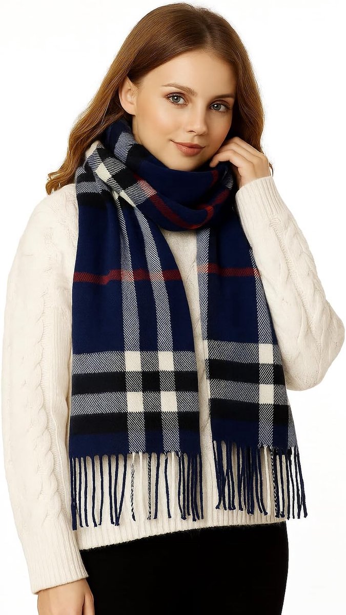Premium Sjaal – Kasjmier & Merino Gevoel – Luxueus Zacht & Warm – Bruin Geruit – 180x65 cm Unisex Pashmina Stola voor Dames & Heren