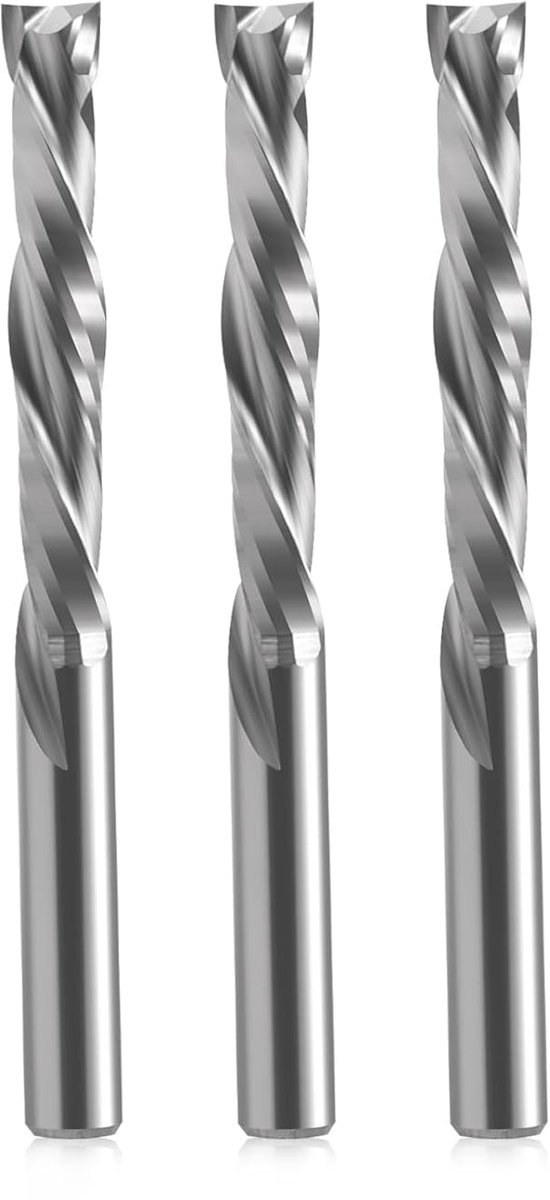 Spiraalfrees Up&Down Compression Bit 4 mm, snijdiameter 4 mm, schacht 4 mm, snijlengte 25 mm, CNC-schachtfrees voor houtsnijwerk, gravure, 3 stuks